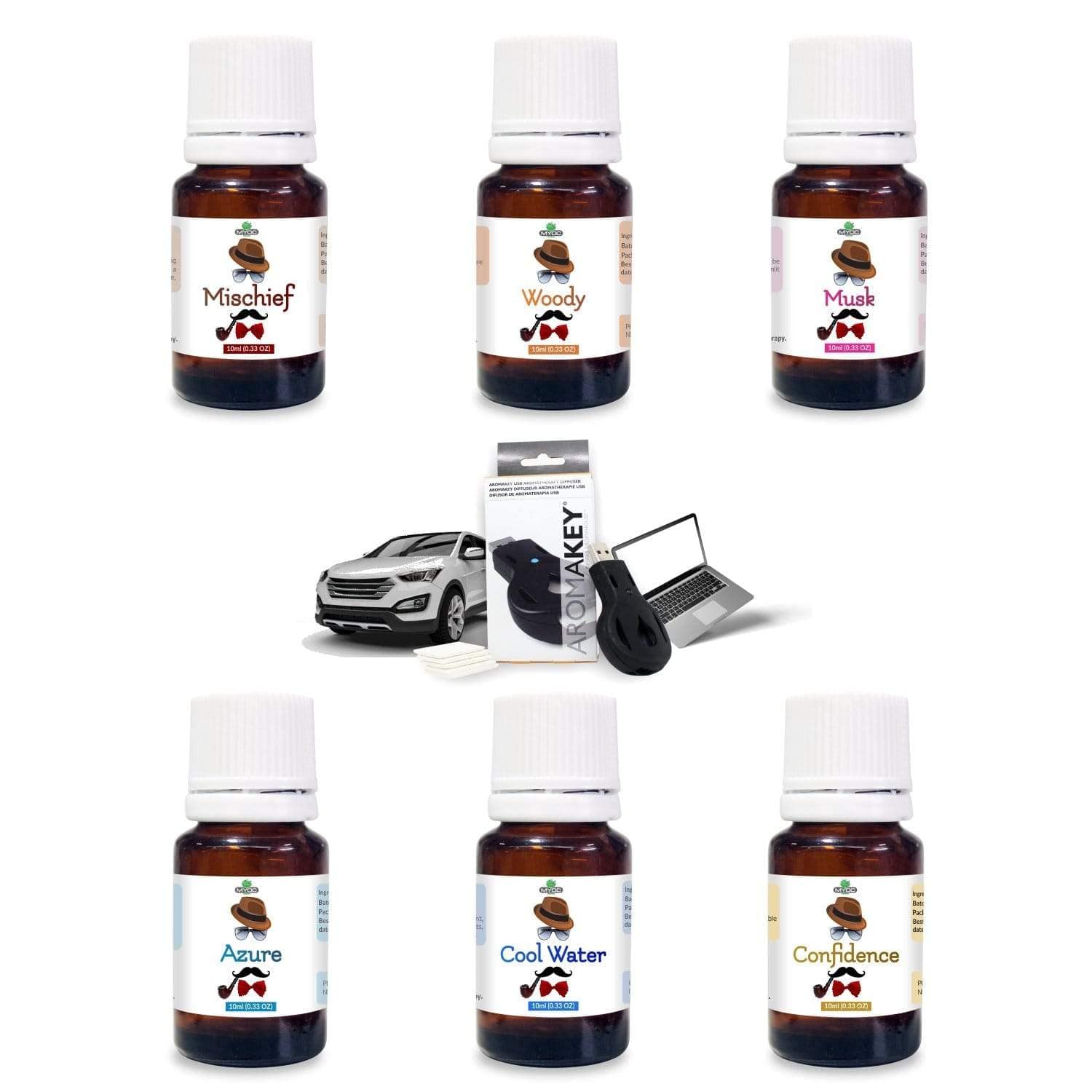  Aroma Key and Diffuser Essential Oil With 5 Refill Pads